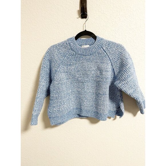 Christian Wijnants Marled Knit Pullover Sweater Cropped Wool Blend Blue Medium